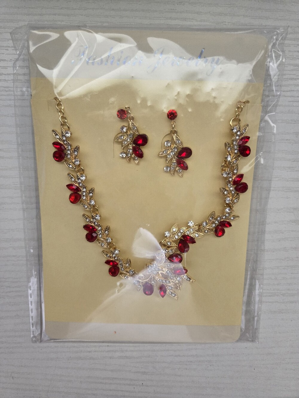 Elegant Red Necklace & Earring Set